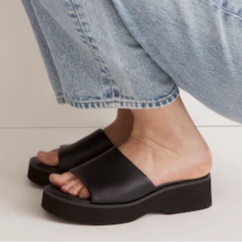 Madewell Black Platform Slide Mules